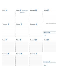 Recharges agenda 2 semaines sur 2 pages